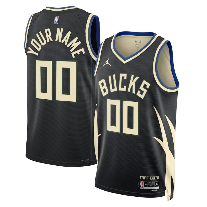 Milwaukee Bucks ★ 22-23 NBA Statement Edition Swingman Jersey - Jordan Brand Custom Basketball Jersey for Men & Women - Black
