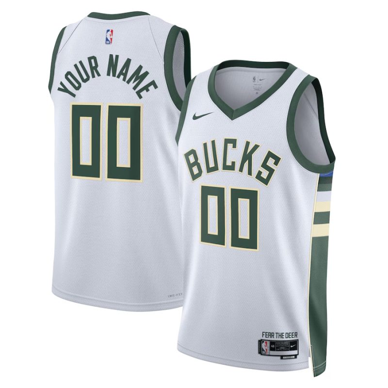 Youth ☆ Milwaukee Bucks Association Edition Swingman Jersey - Nike Custom Basketball Jersey for Kids - White