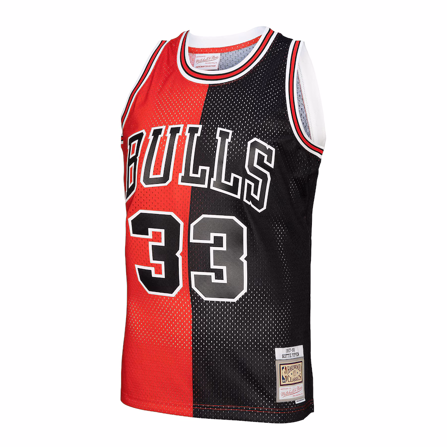 Scottie Pippen - Chicago Bulls 97-98 NBA Hardwood Classics Swingman Jersey for Men Women - Split - Red/Black - Image 3