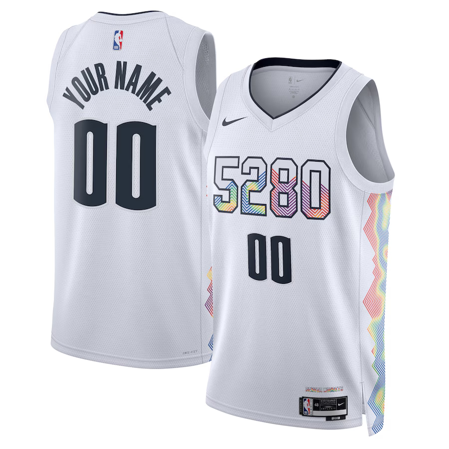Youth ☆ Denver Nuggets 24-25 NBA City Edition Swingman Jersey - Nike Custom Basketball Jersey for Kids - White - Image 2