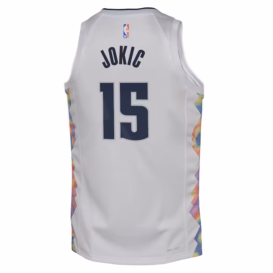 Youth ☆ Nikola Jokic - Denver Nuggets 2024/25 City Edition Swingman Player Jersey - Nike - White - Image 2
