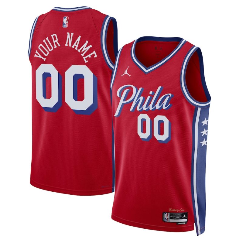 Youth ☆ Philadelphia 76ers 22-23 NBA Statement Edition Swingman Jersey - Jordan Brand Custom Basketball Jersey for Kids - Red