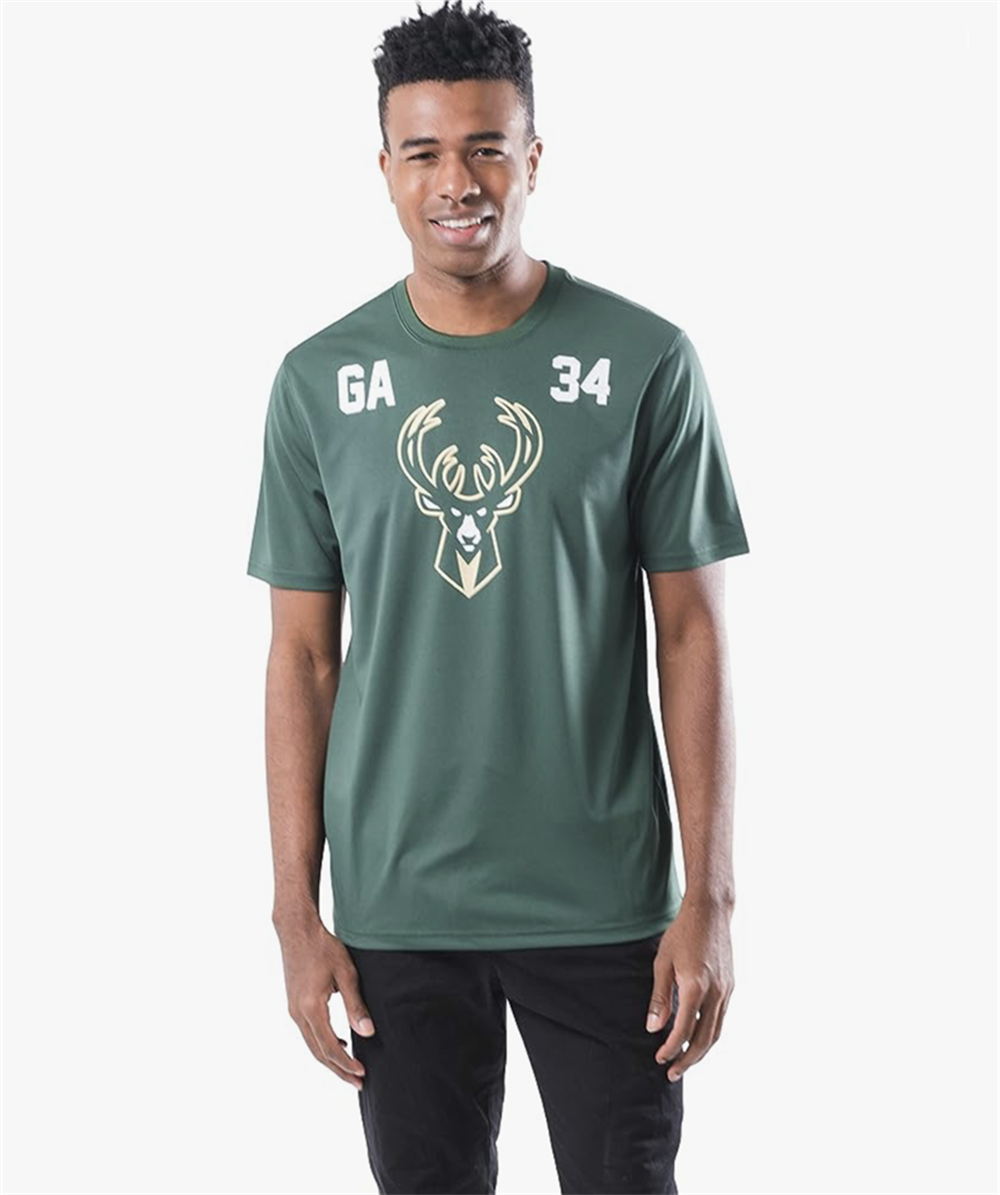Giannis Antetokounmpo - Milwaukee Bucks Quick-Dry Basketball Player-Specific Tee Shirt #34 Edition – Hunter Green