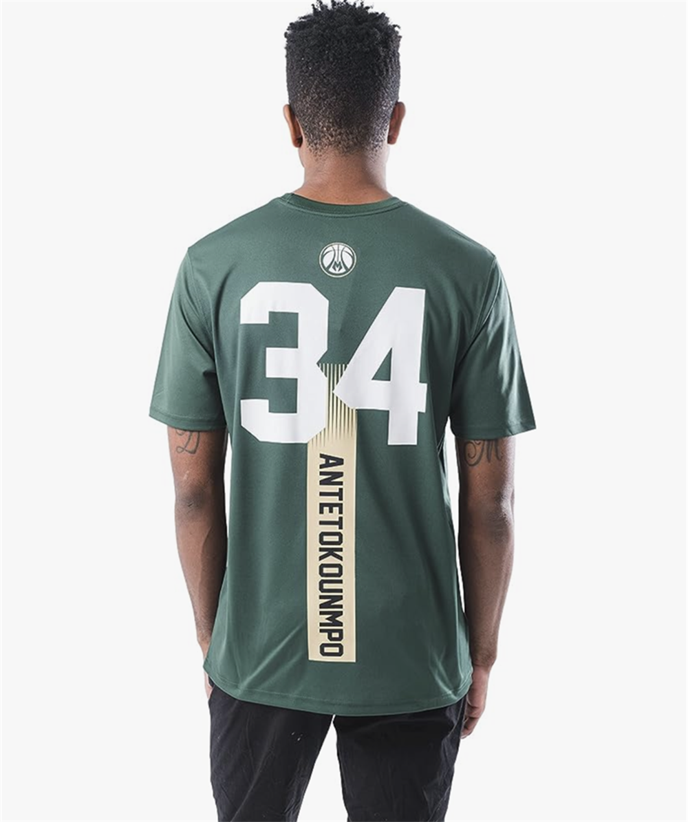 Giannis Antetokounmpo - Milwaukee Bucks Quick-Dry Basketball Player-Specific Tee Shirt #34 Edition – Hunter Green - Image 3
