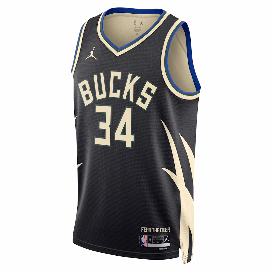 Giannis Antetokounmpo - Milwaukee Bucks Statement Edition Swingman Jersey for Men Women - Jordan - Black - Image 3