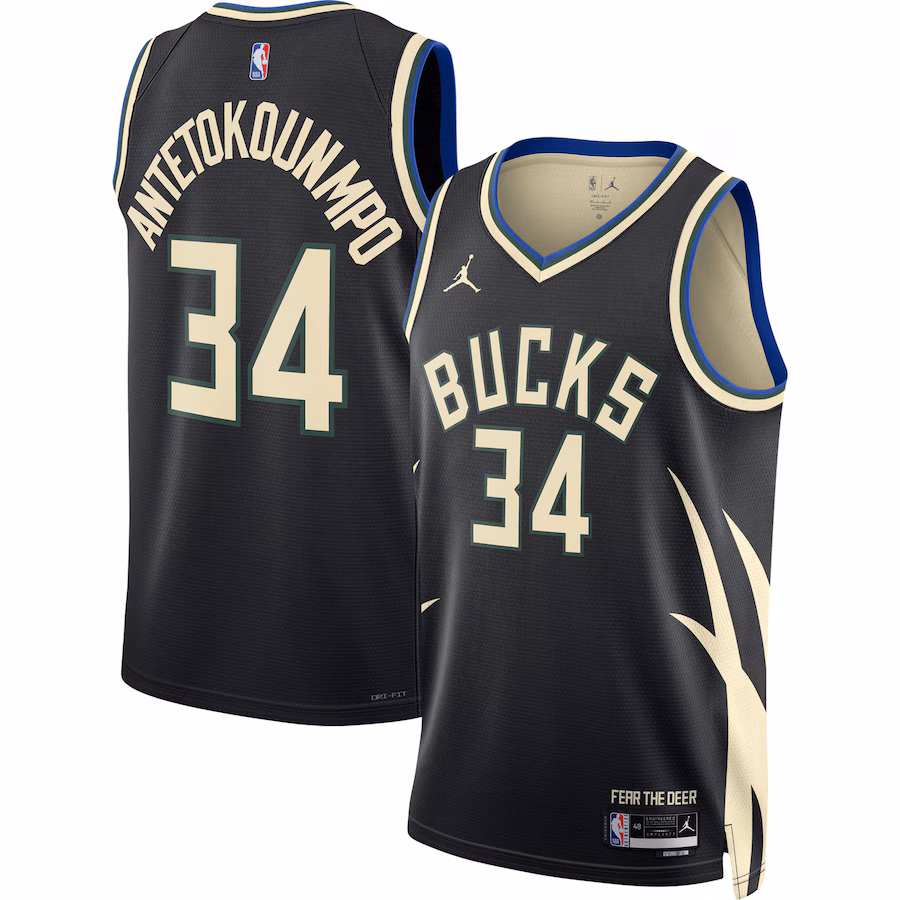 Giannis Antetokounmpo - Milwaukee Bucks Statement Edition Swingman Jersey for Men Women - Jordan - Black