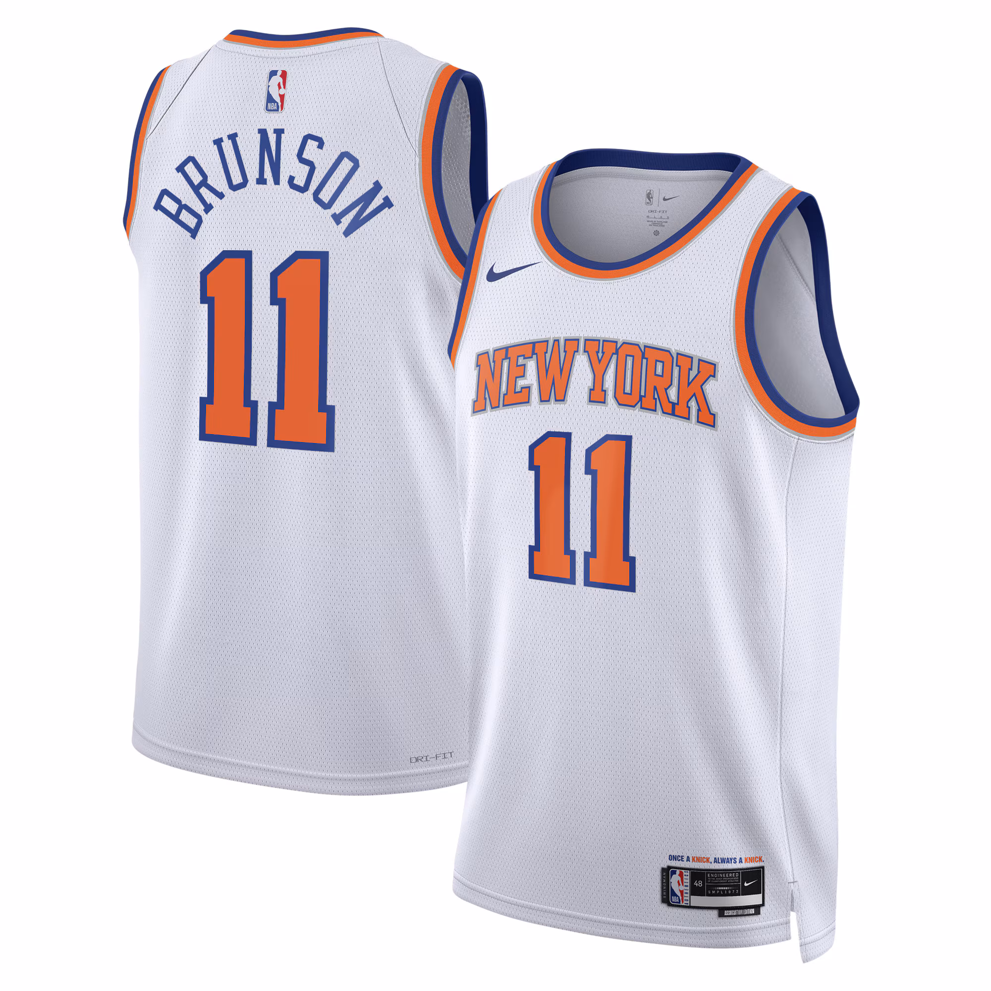 Jalen Brunson - New York Knicks Association Edition Swingman Basketball Jersey for Men & Women - Nike - White